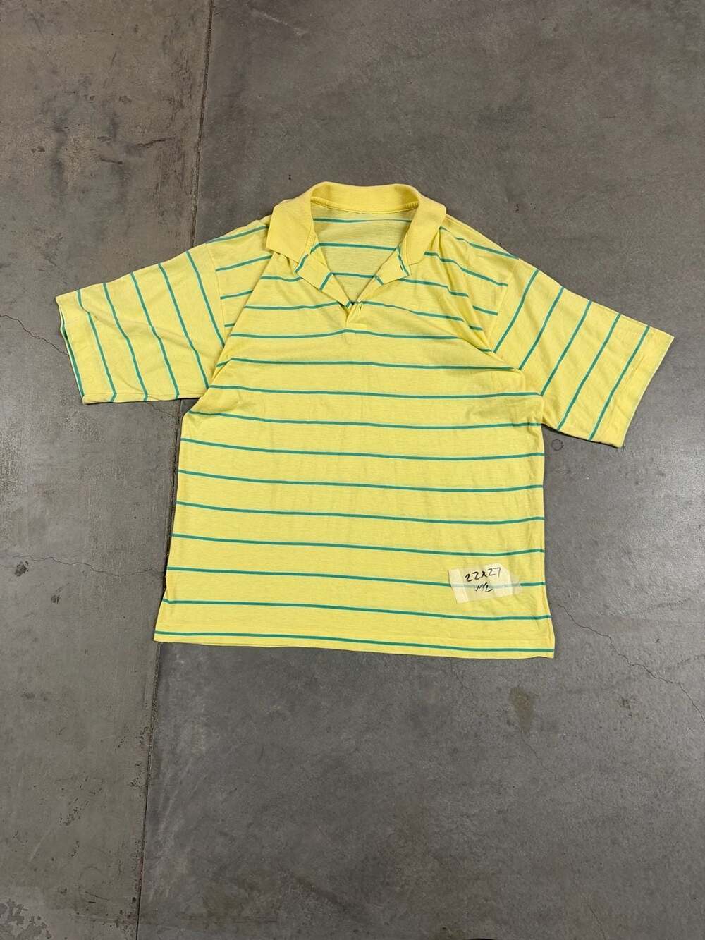 Vintage Yellow and Green Striped Short Sleeve Polo Shirt
